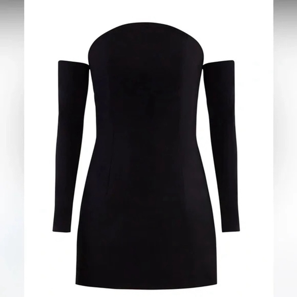 Women's BCBGMAXAZRIA Black Off-the-Shoulder Mini Dress Size 10 - Picture 2 of 9